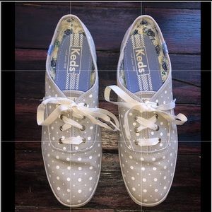 Grey and White Polkadot KEDS Shoes